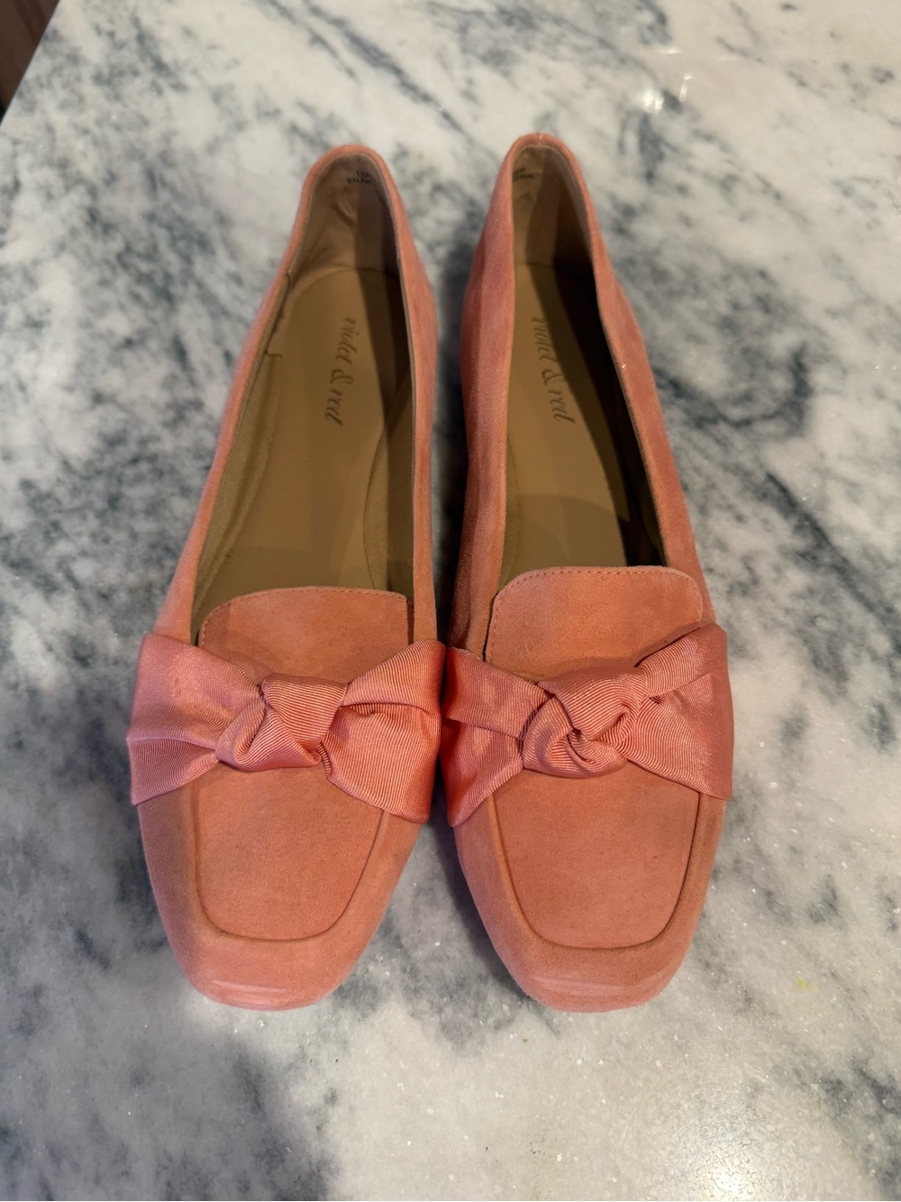 Violet & Red Bow Loafers Coral Suede Flats Size 8 Stitch Fix
